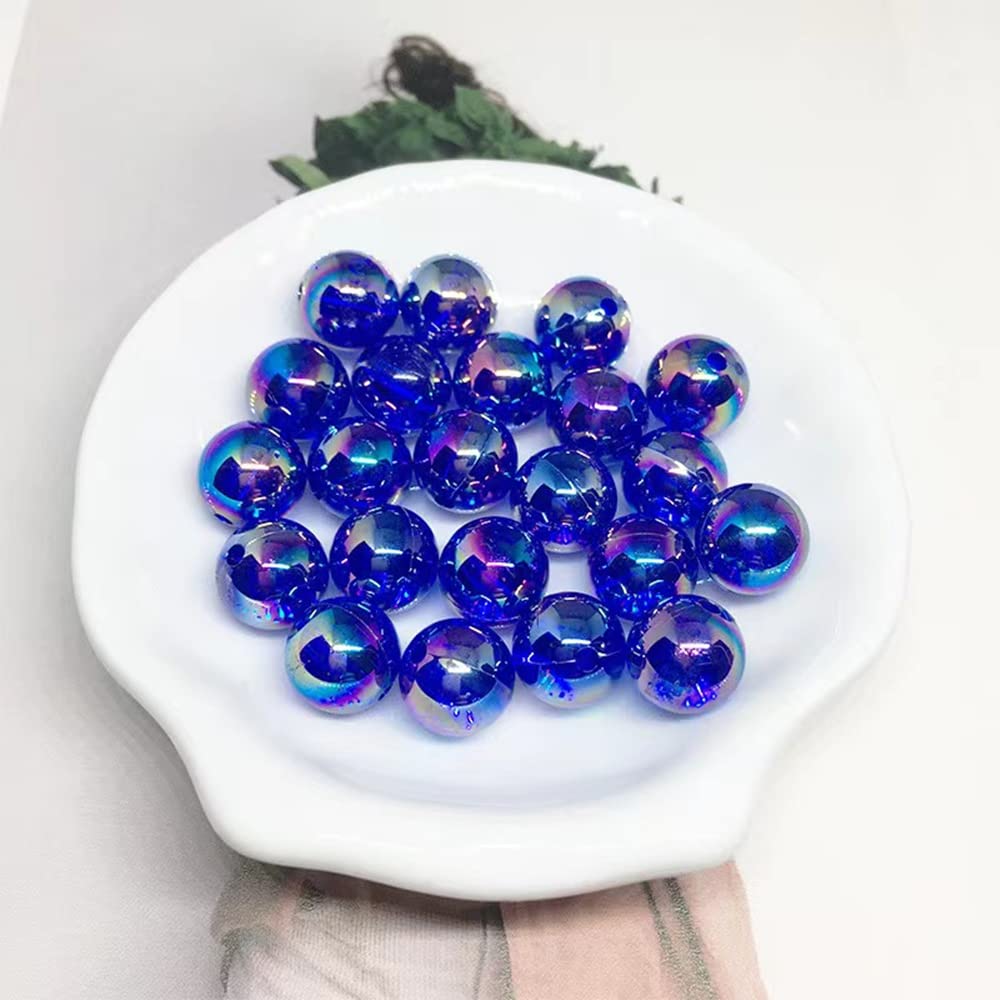 300 Pcs 8mm Acrylic Round Beads AB Colors Round Spacer Beads for Earring Bracelet Necklace Key Chains Jewelry DIY Craft Making(Royal Blue AB)