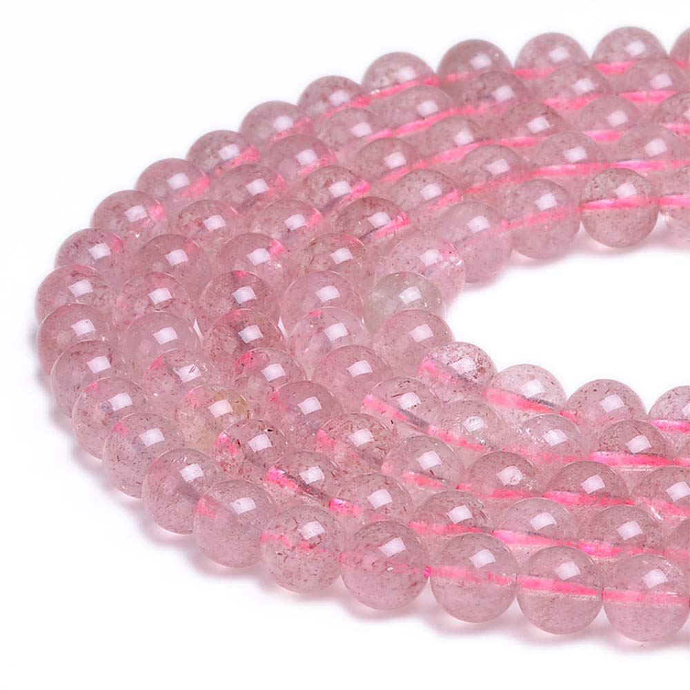 PLTbeads Gorgeous Strawberry Quartz Natural Gemstone Loose Beads 8mm Smooth Round Approxi 15 inch DIY Bracelet Necklace For Jewelry Making