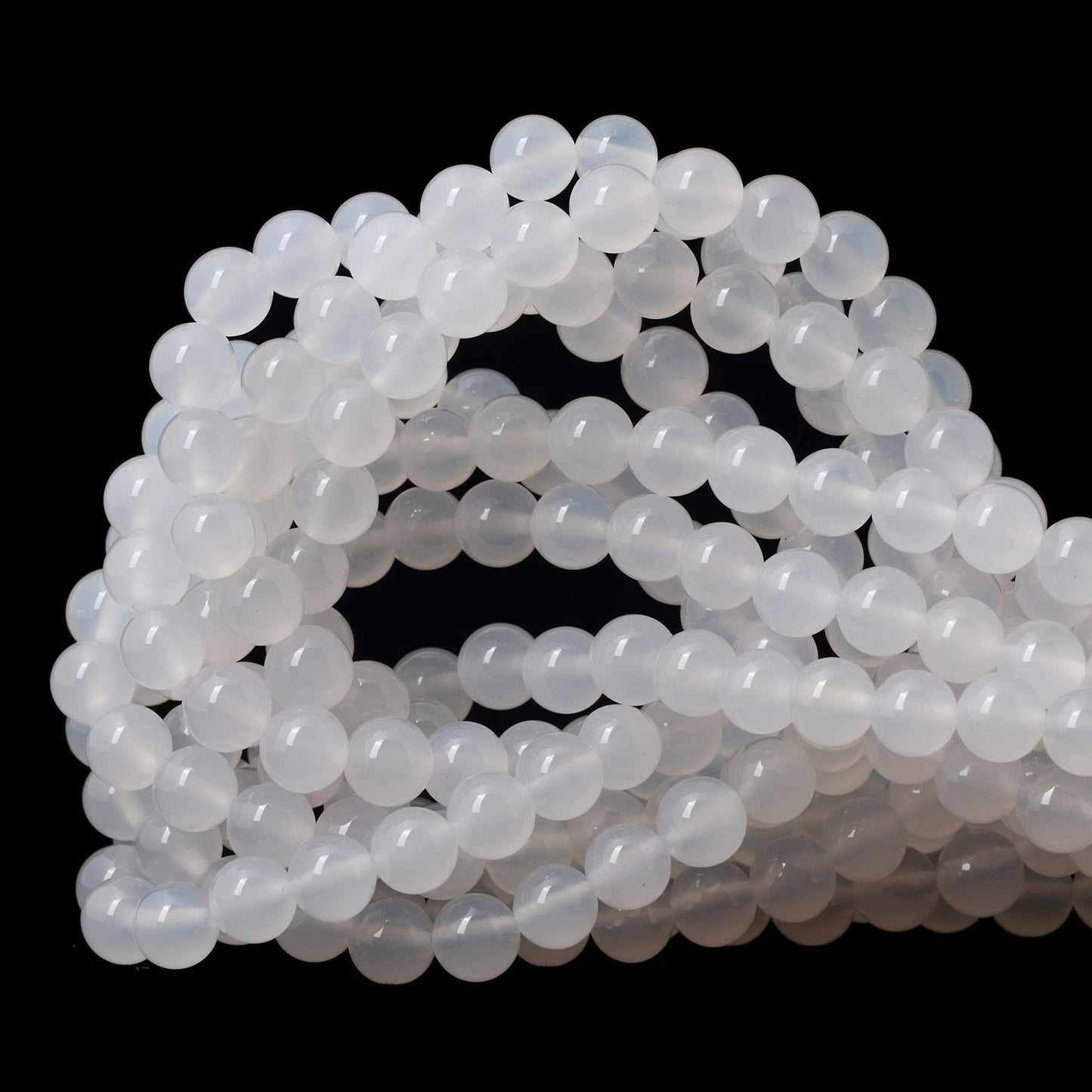 CHEAVIAN 45PCS 8mm Natural White Agate Gemstone Round Loose Beads for Jewelry Making 1 Strand 15"