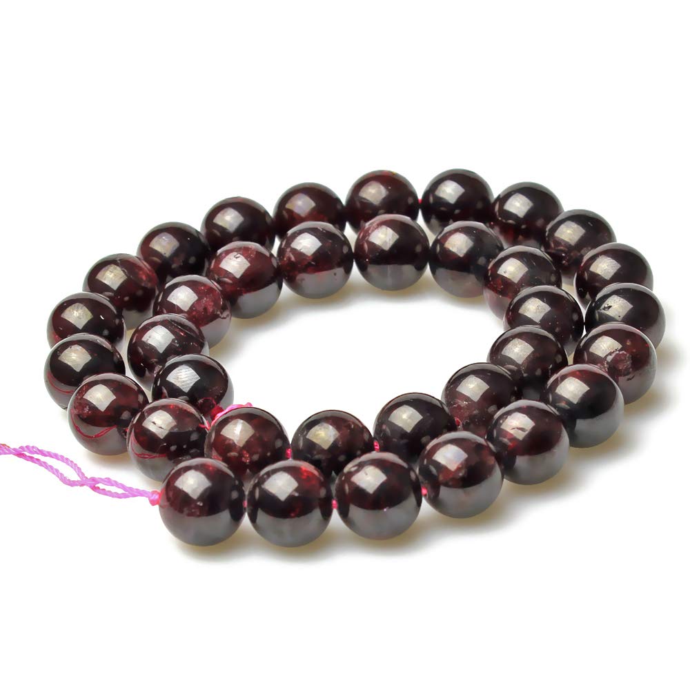 MJDCB Natural Stone Beads Garnet Round Loose Beads for Jewelry Making DIY Bracelet Necklace (8mm)