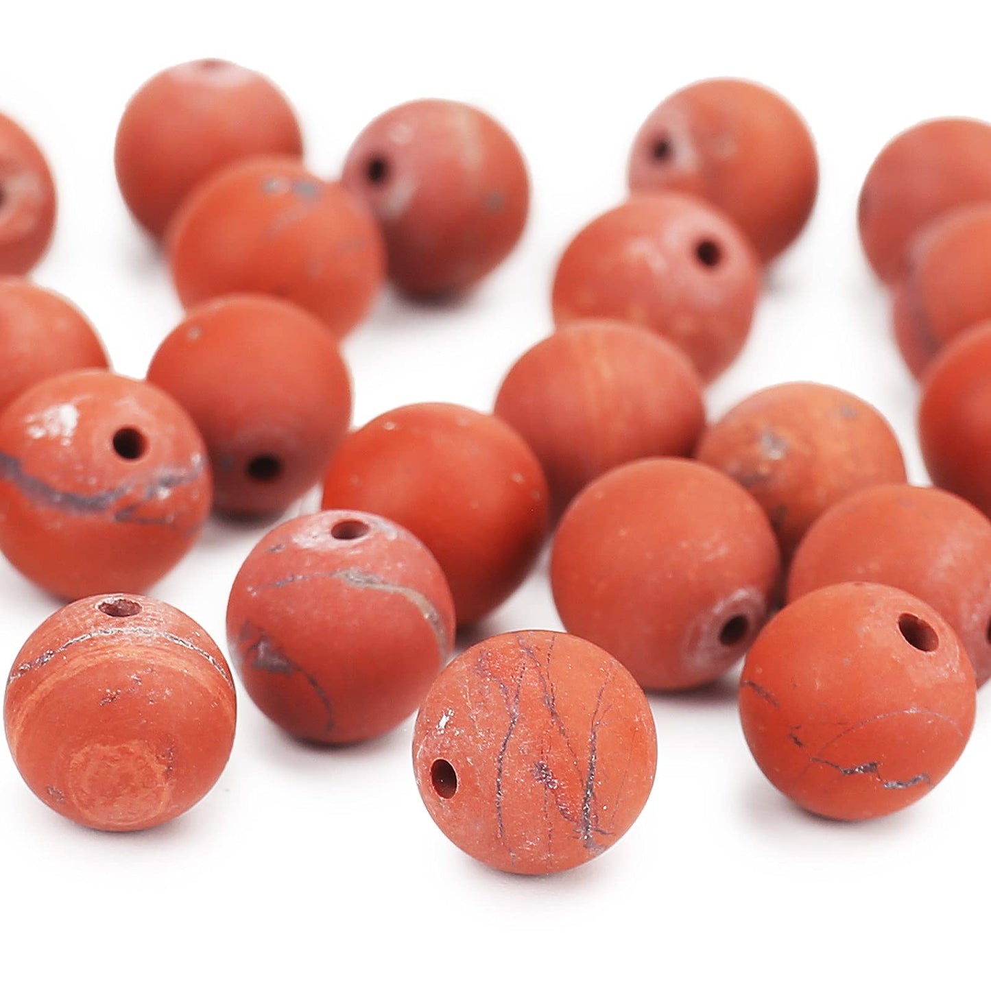 Natural Matte Red Jasper Beads, 10MM Round Frosted Unpolished Loose Gemstone Beads for Bracelet Necklace Jewelry Making, Energy Stone Healing Power with Stretch Beading Cord