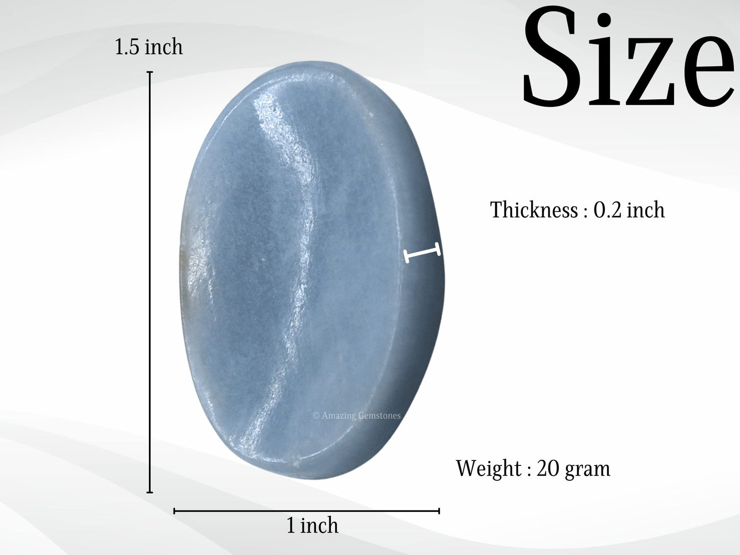 Amazing Gemstone Angelite Worry Stone Crystals & Healing Stones - Worry Stones for Stress Relief Gifts - Piedra Crystal Fidget for Meditation, Relaxation - Unique Stocking Stuffers and Gifts