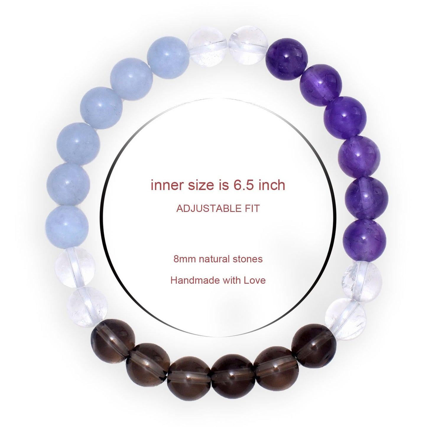 Ayriwoyi Anxiety Bracelet for Women Healing Crystal Stone Amethyst Aquamarine Beaded Bracelets For women Clear Quartz Bracelet