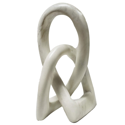 Continuous Looped Entwined Love Knot Sculpture Unique Modern Contemporary Décor Hand-Crafted Soapstone Artisans of Kenya Genuine Human Hands Precious Gift (6 Inch, Natural)