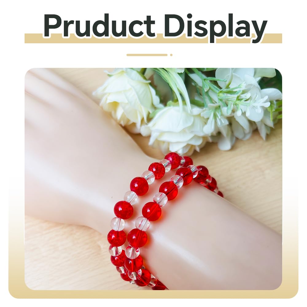 PAMIR TONG 400pcs 8mm Round Glass Beads for Bracelet Pretty Smooth Loose Beads for Necklace-Earring-Jewelry Making and DIY Crafts (Clear White)