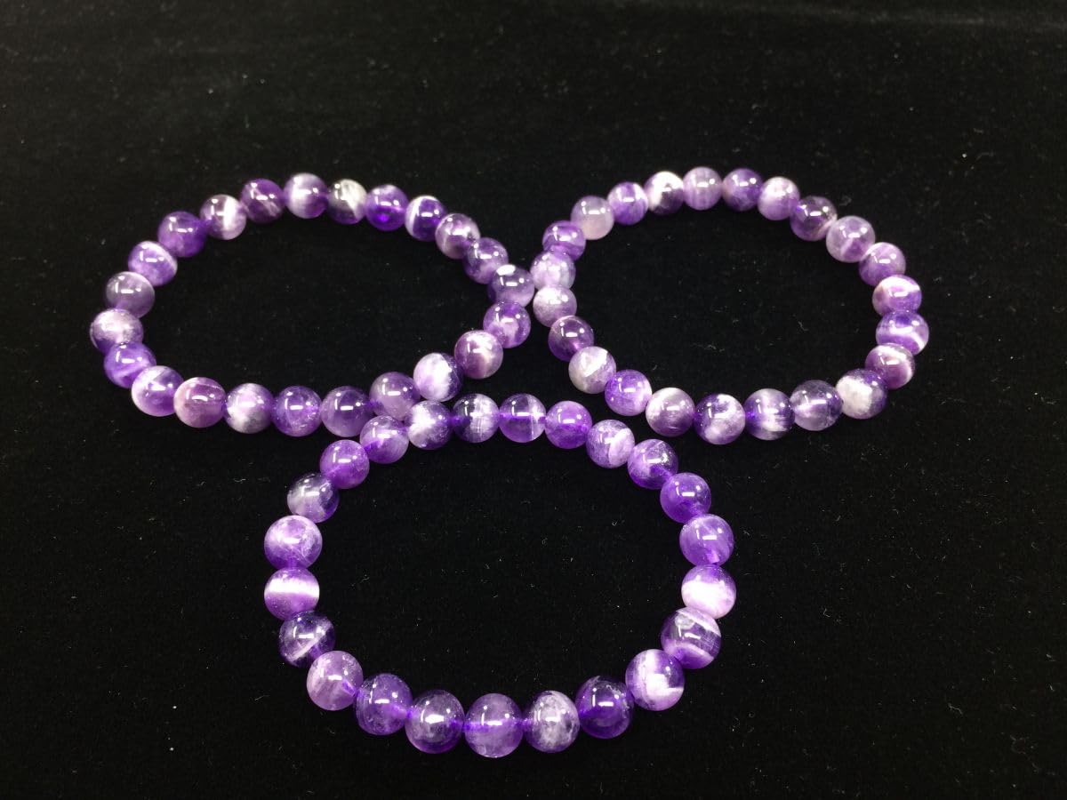 Adabele Real Natural Purple Amethyst Bracelet 8.5 inch Stretch Gemstone Beaded Bracelet Chakra Healing Crystal Stone Jewelry Women Mom Gift (Unisex) GB8-D16
