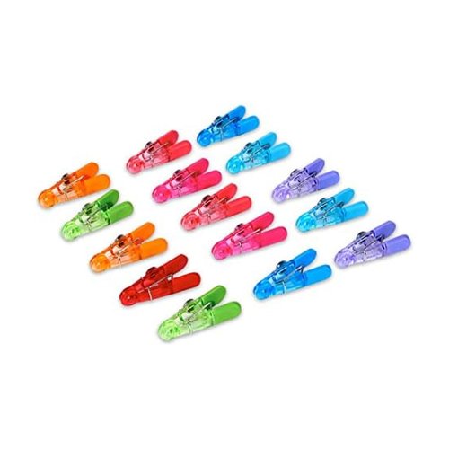 Farberware Colourworks Set of 15 Multipurpose Clips Food Saving Chip Bag Sealers with Magnetic Backs, 16 Pack, Assorted Translucent Colors