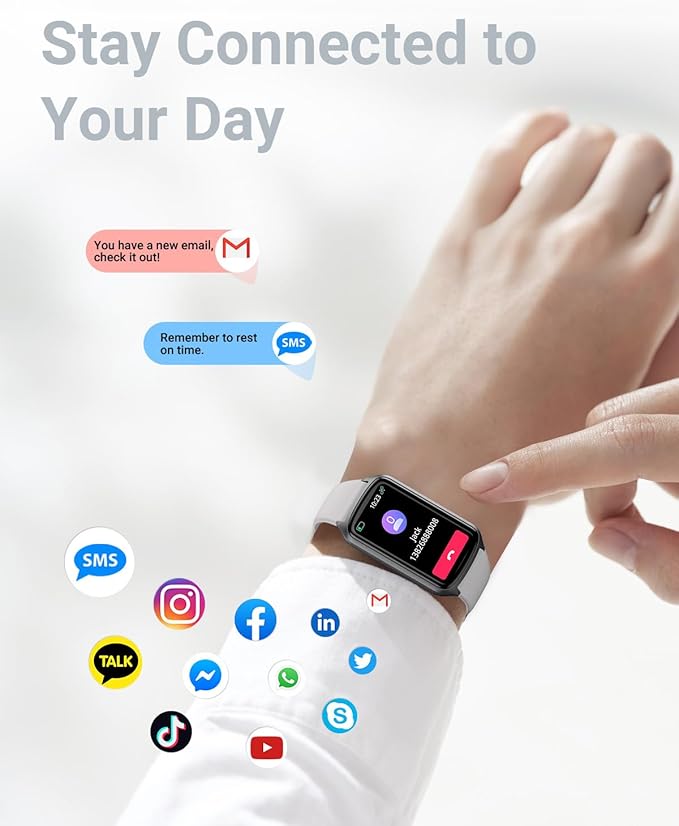 Health Fitness Tracker with 24/7 Heart Rate, Blood Oxygen, Blood Pressure, Sleep Tracker, 5ATM Waterproof Activity Trackers with Step Tracker, Pedometer (S & L Bands Included)