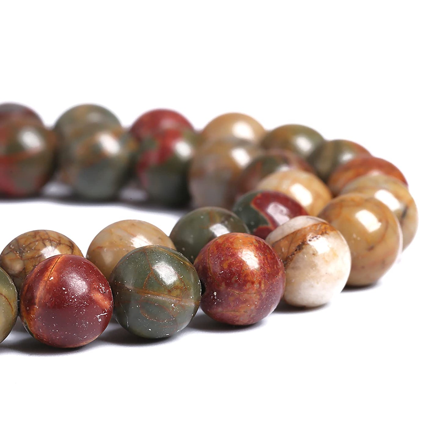 12MM 31PCS Natural Stone Picasso Jasper Loose Beads for Jewelry Making DIY Bracelet