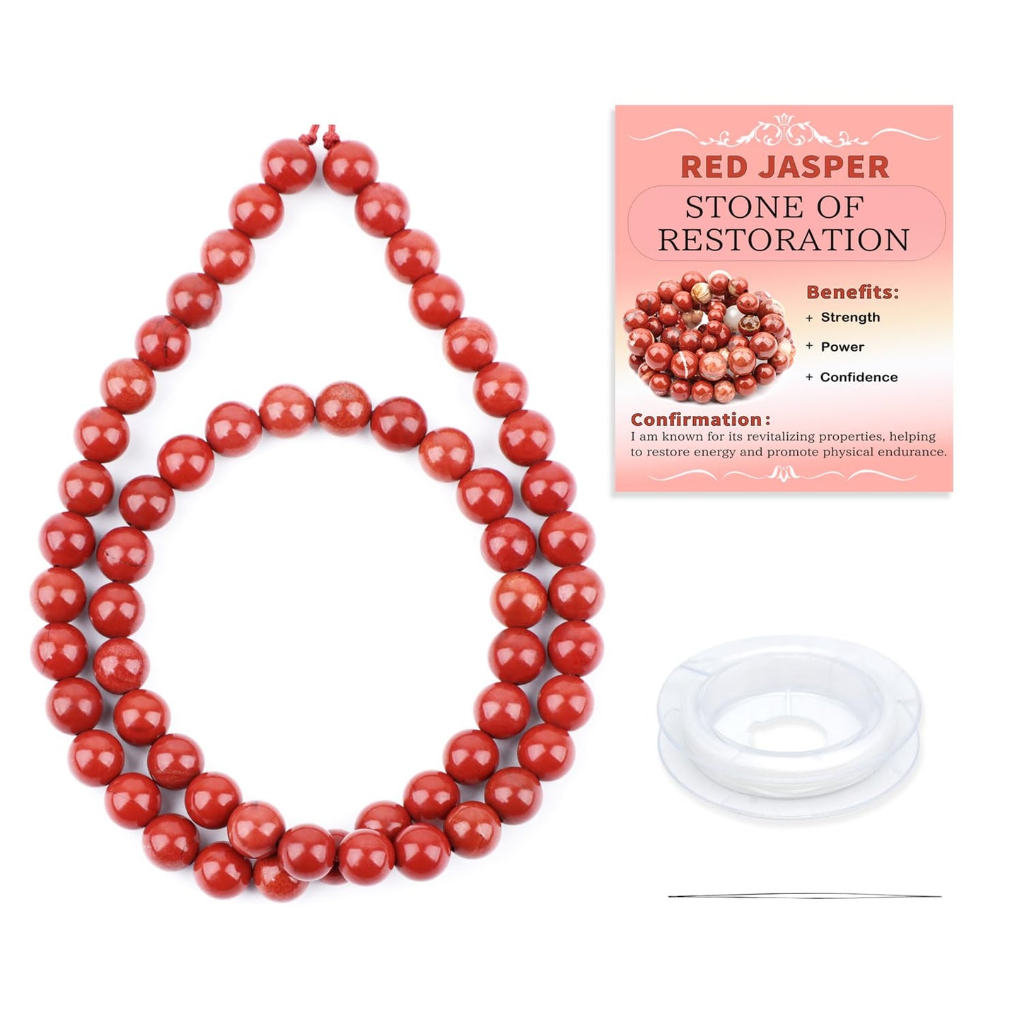 CMBYN Natural Stone Beads Round Genuine Real Stone Beading Strand Loose Gemstones DIY Smooth Bead for Bracelet Necklace Earrings Jewelry Making (Red Jasper, 6mm 60 Pieces)