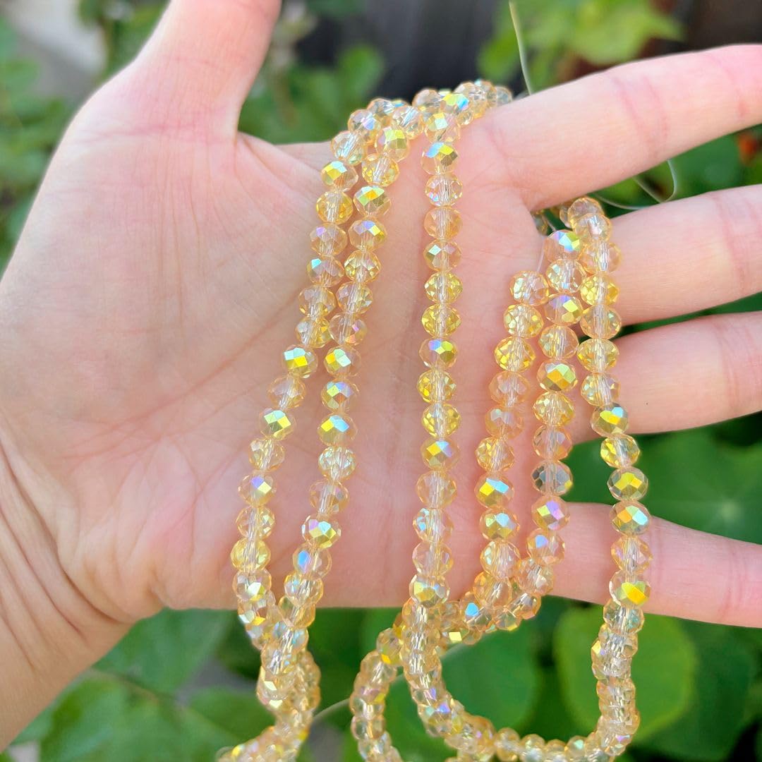 1000pcs Czech Faceted Rondelle Crystal Glass Loose Beads 6mm Spacer Bulk Gold Shimmer for DIY Craft Jewelry Making CCR638