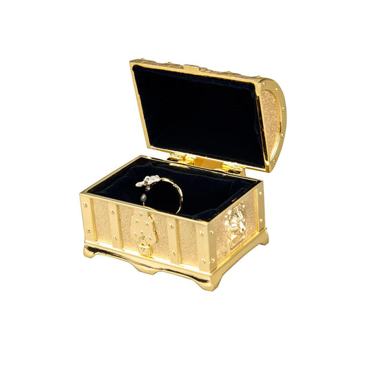 Feyarl Small Vintage Gold Treasure Box Jewelry Trinket Ring Earring Display Chest Organizer Decorative Keepsake Box Wedding Birthday Gift for Girl Women Home Dresser Tabletop Decor
