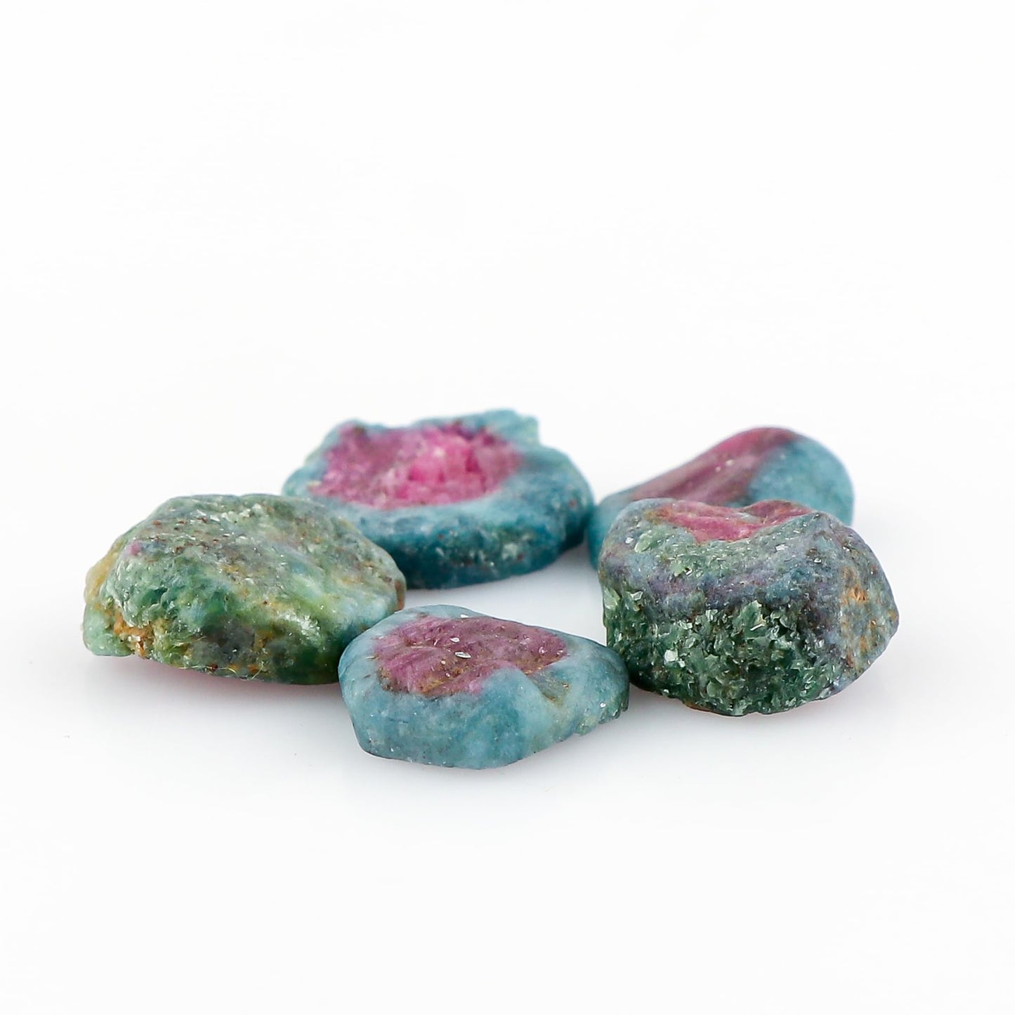 CRYSTALINES 5pcs Wholesale Natural Raw Ruby Kyanite Gemstone, Untreated Rough Slices Stone, Bulk Loose Supplies, DIY Jewelry Making, Assorted Raw Crystals, Birthstone, Gem Collection