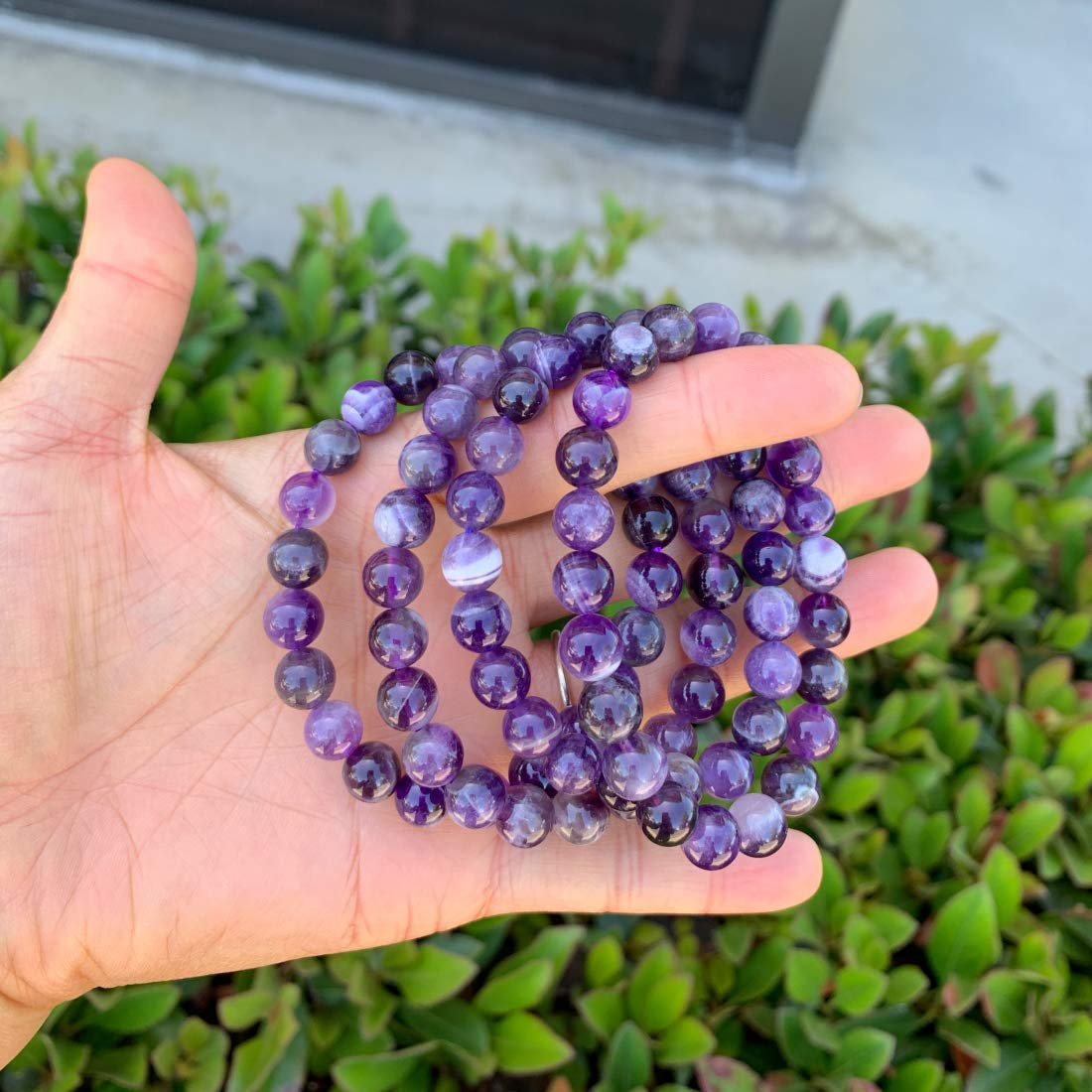 Adabele Real Natural Purple Amethyst Bracelet 8 inch Stretch Gemstone Beaded Bracelet Chakra Healing Crystal Stone Jewelry Women Mom Gift (Unisex) GB8-C16