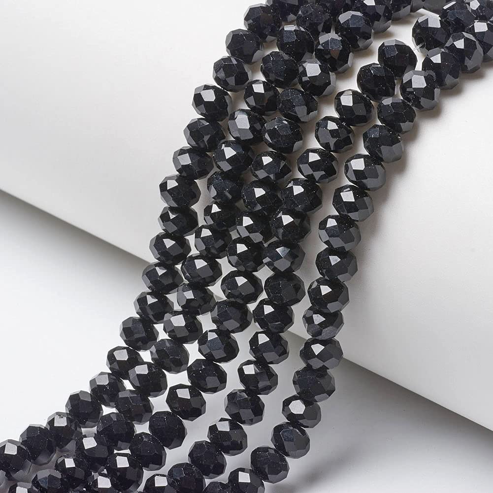 10 Strands Briolette Faceted Rondelle Glass Beads 8x6mm Opaque Glass Tiny Loose Beads 720pcs for Bracelets Jewelry Making