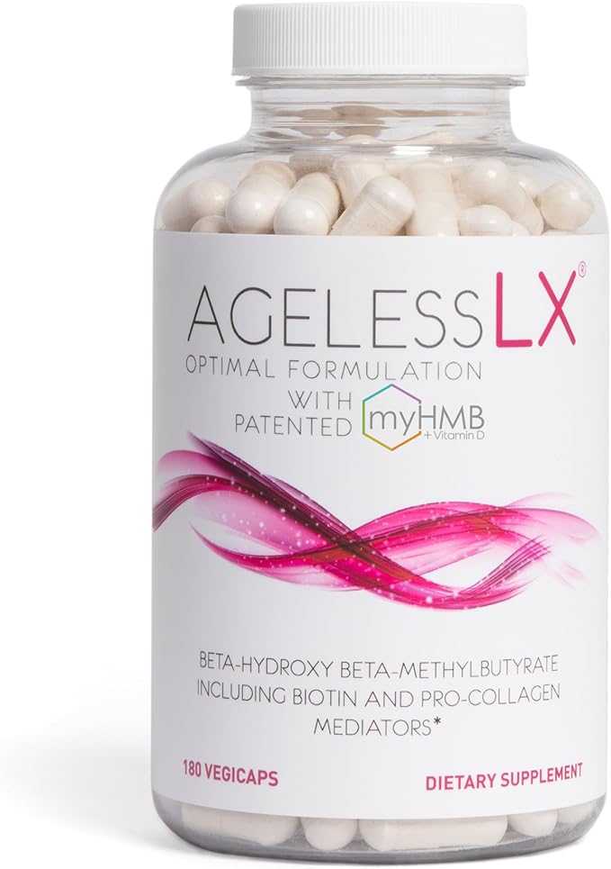 HMB Supplements for Women - Collagen Enhancer Capsules - Anti-Aging for 40 + Lean Muscle Builder - Biotin, Vitamin D3 K2 Supplement for Youthful Skin - 60 Servings
