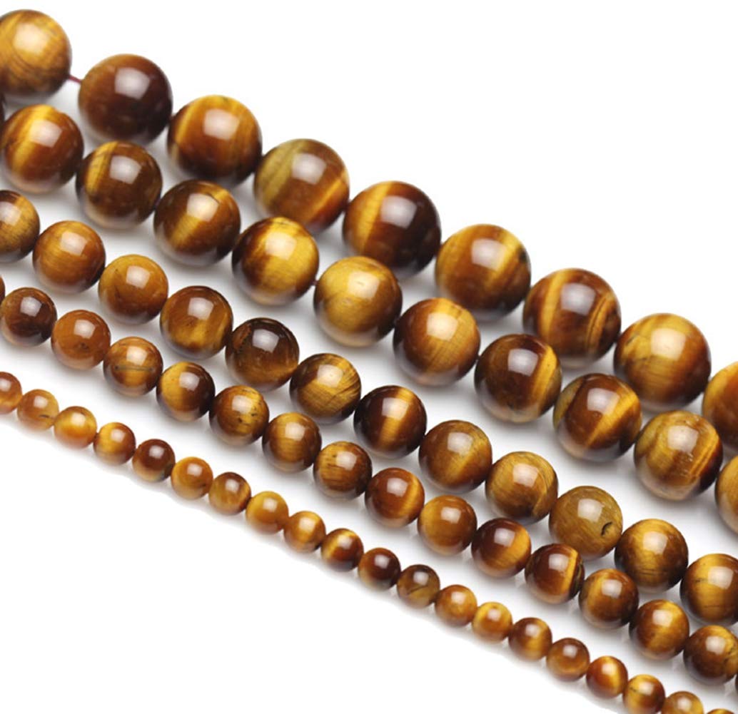 Natural Stone Beads 100pcs 6mm Tiger Eye Round Genuine Real Stone Beading Loose Gemstone Hole Size 1mm DIY Smooth Beads for Bracelet Necklace Earrings Jewelry Making (Tiger Eye, 6mm)
