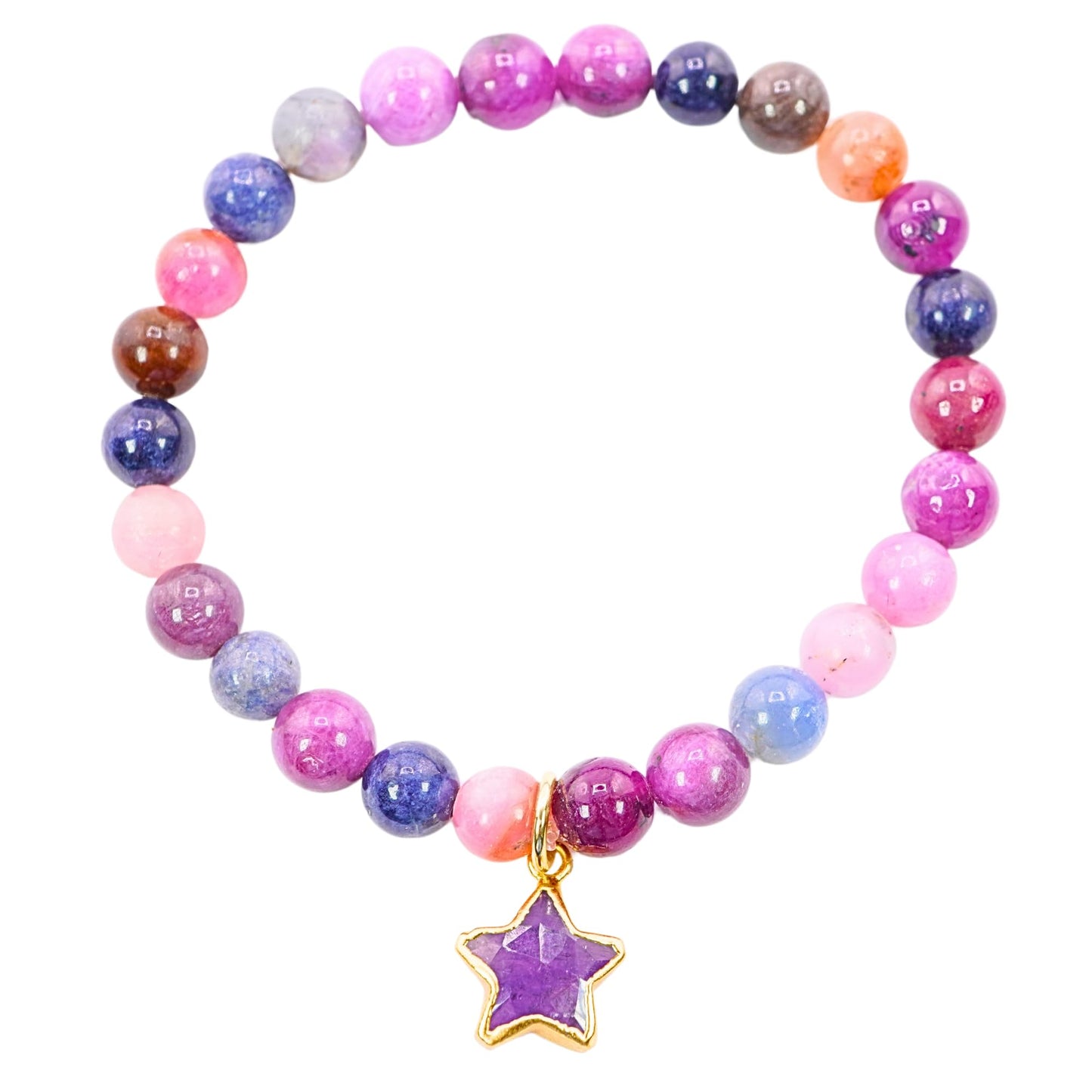 Multi Sapphire Bracelet Birthday Favors for Kids, Toddler Bracelet with Certified 925 Sterling Silver 18K Gold Vermeil Amethyst Crystal Star Charm