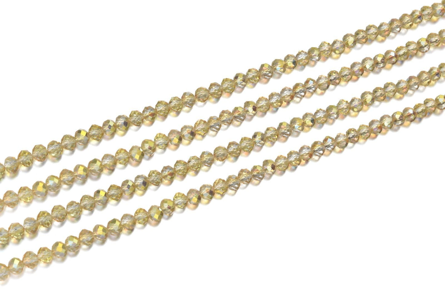 500pcs Czech Faceted Rondelle Crystal Glass Loose Beads 4mm Small Tiny Spacer Bulk Gold Shimmer for DIY Craft Jewelry Making CCR438