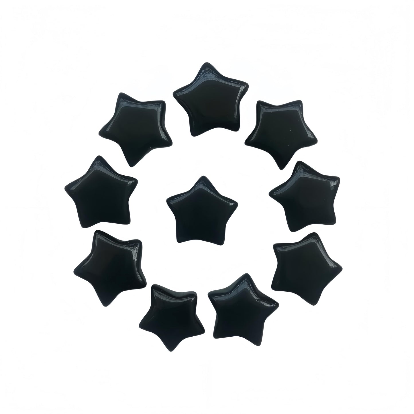 Sunshcat Natural Black Obsidian 10Pcs Star Shaped Thumb Crystals and Healing Stone,0.6" Haped DIY Jewelry ﻿