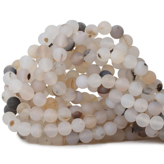 CHEAVIAN 45PCS 8mm Natural Frosted Moss Grass Agate Gemstone Round Loose Beads for Jewelry Making 1 Strand 15"