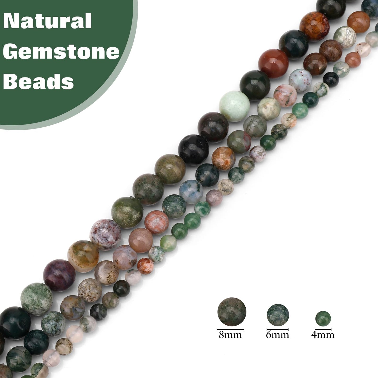 Vinswet 60pcs 6mm India Agate Natural Stone Beads Round Genuine Real Stone Beading Loose Gemstones DIY Smooth Bead for Bracelet Necklace Earrings Jewelry Making