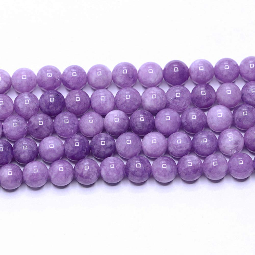 PLTbeads Gorgeous Purple Dyed Jade Natural Gemstone Loose Beads 8mm Smooth Round Approxi 15 inch DIY Bracelet Necklace for Jewelry Making
