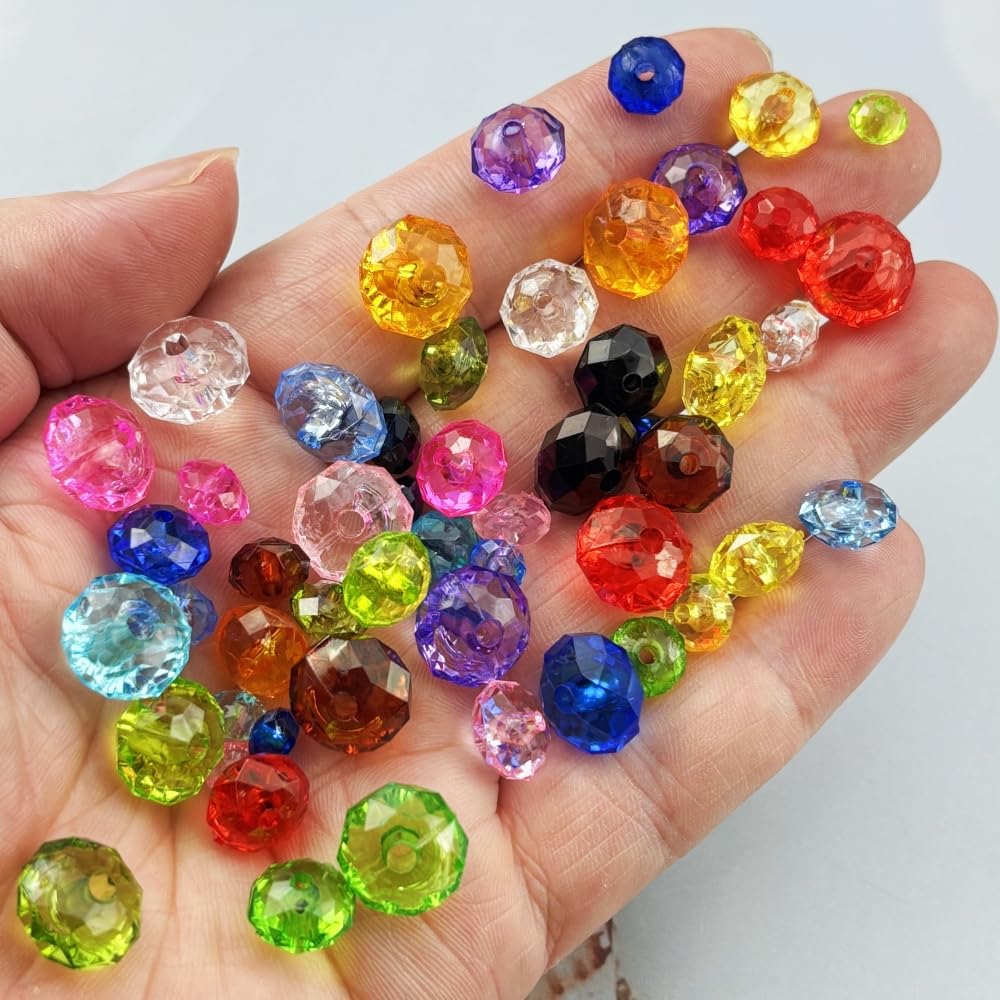 YHYPOCI 100pcs 12mm Acrylic Crystal Beads, Faceted Rondelle Acrylic Spacer Beads for Wind Chimes Bracelet Necklace Earring Keychain Jewelry Making DIY Crafts(Rose Red)