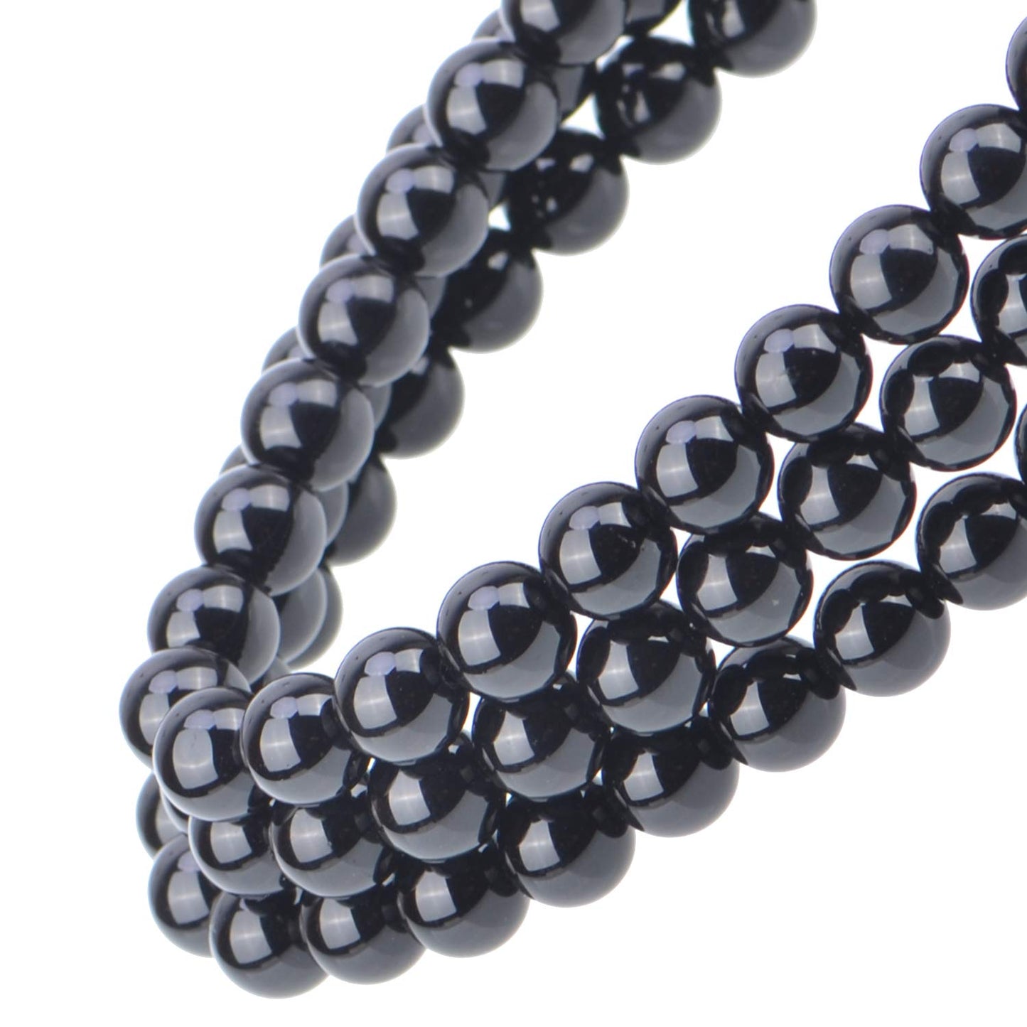 80Pcs Natural Crystal Beads Stone Gemstone Round Loose Energy Healing Beads with Free Crystal Stretch Cord for Jewelry Making (Black Onyx, 10mm)