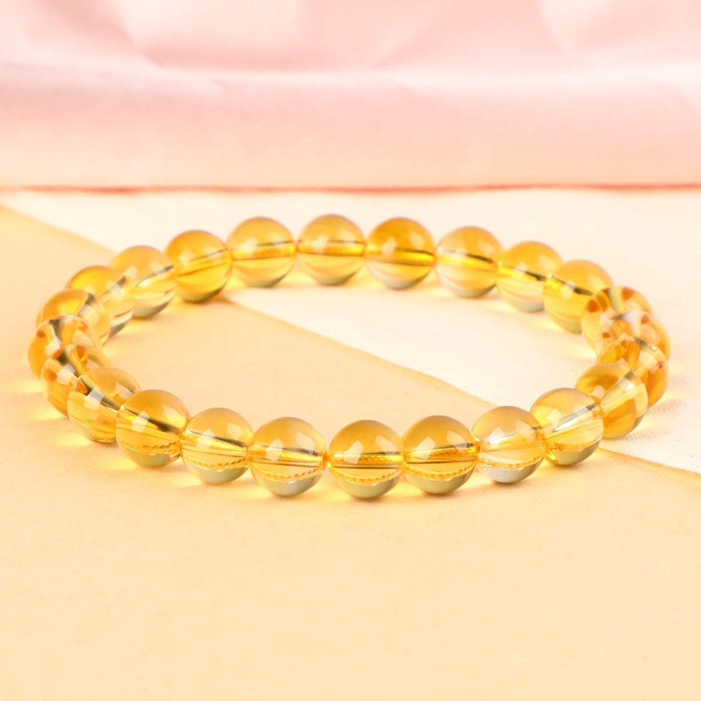 LPBeads Handmade Natural Gemstone Stretch Elastic 8mm Citrine Bracelet Healing Crystal Round Stone Beads Jewelry Gifts for Women Men