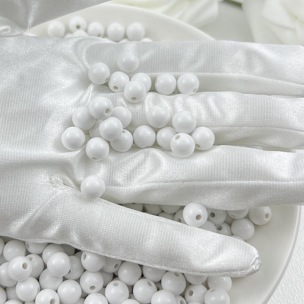 Mulutoo 1000pcs 6MM Acrylic Round Beads for Jewelry Making, Crafting & Decoration (White)