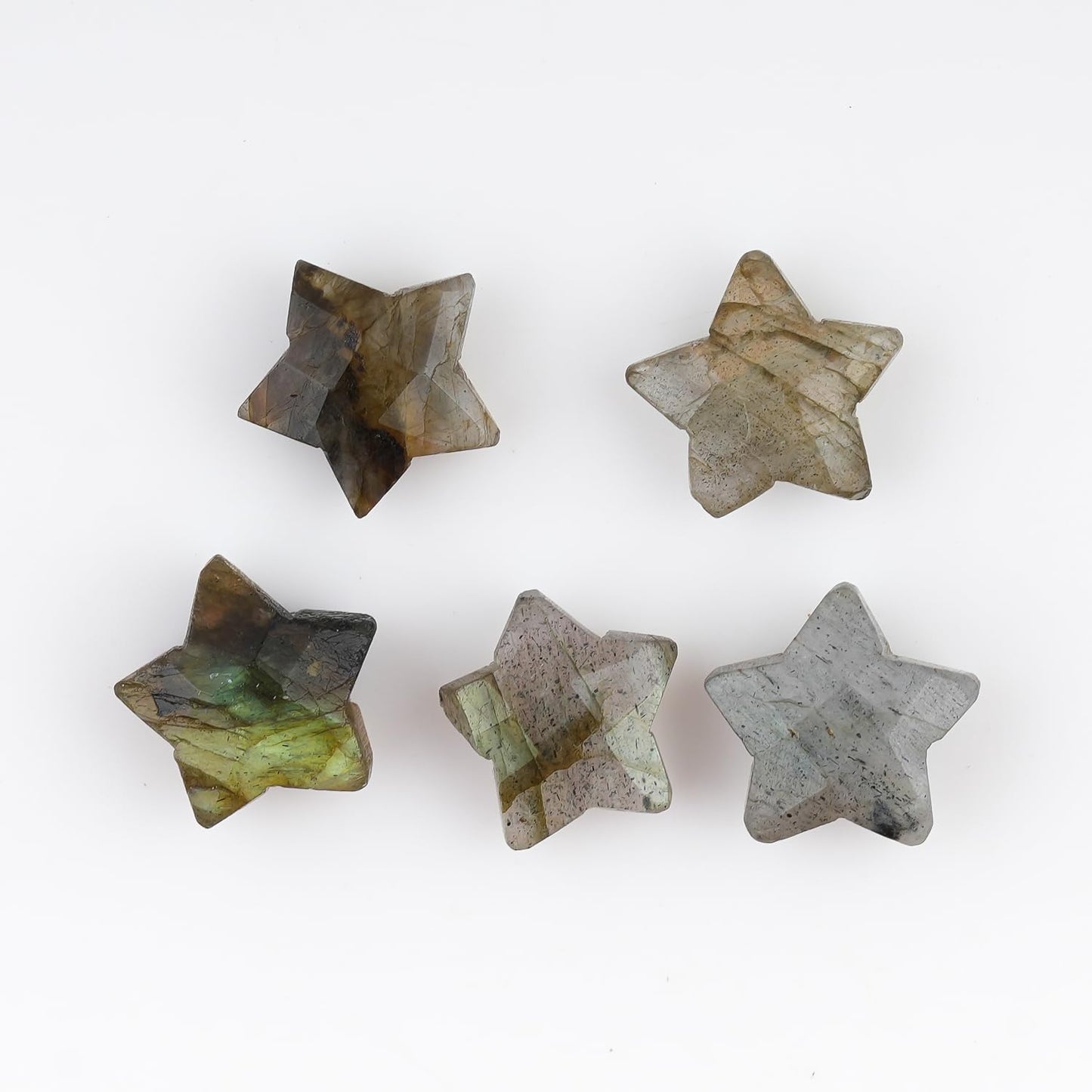 CRYSTALINES 5pcs, Wholesale Natural Labradorite Gemstones, Bulk Star Shape Stones, Assorted Loose Supply, DIY Craft-Jewelry Making, Chakra Healing Crystals, Gem Collection, 10-12mm