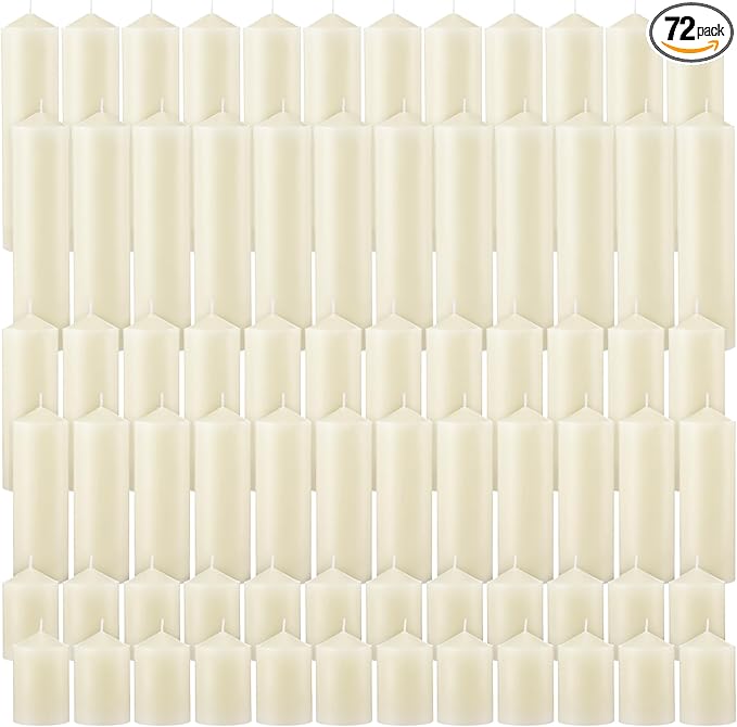 MTLEE Set of 72 Ivory Pillar Candles 2 x 3, 2 x 6, 2 x 8 Inch Smokeless and Dripless Unscented Large Candles Long Clean Burning Rustic Pillar for Wedding Dinner Home Decor