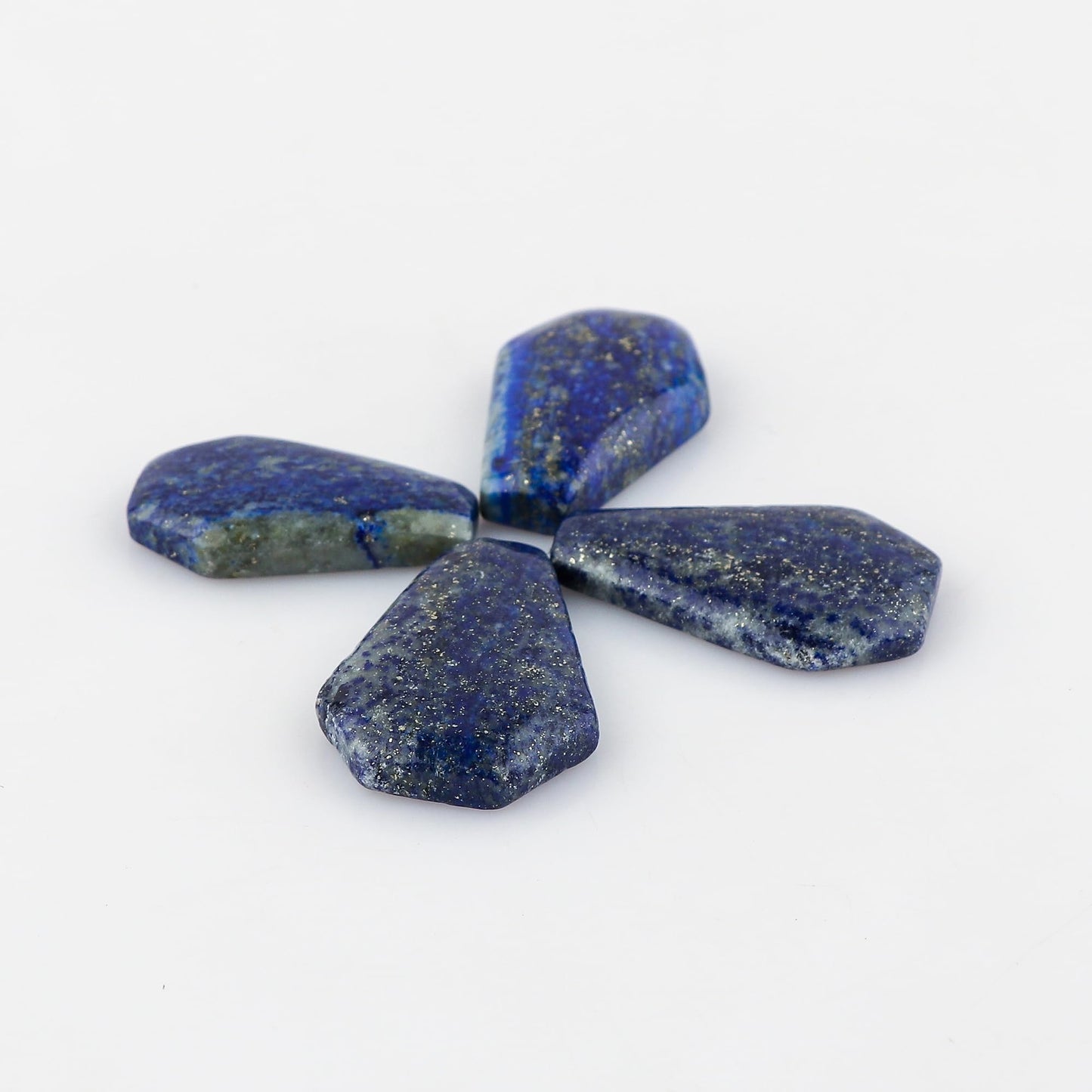 CRYSTALIS Lapis Lazuli (4pcs) (25-35mm) Wholesale Natural Coffins, Loose Gemstone, Bulk Flat Cabochons Jewelry Making Supply, Chakra Healing Polished Stones, Wire Wrapping, DIY, Gem Collection