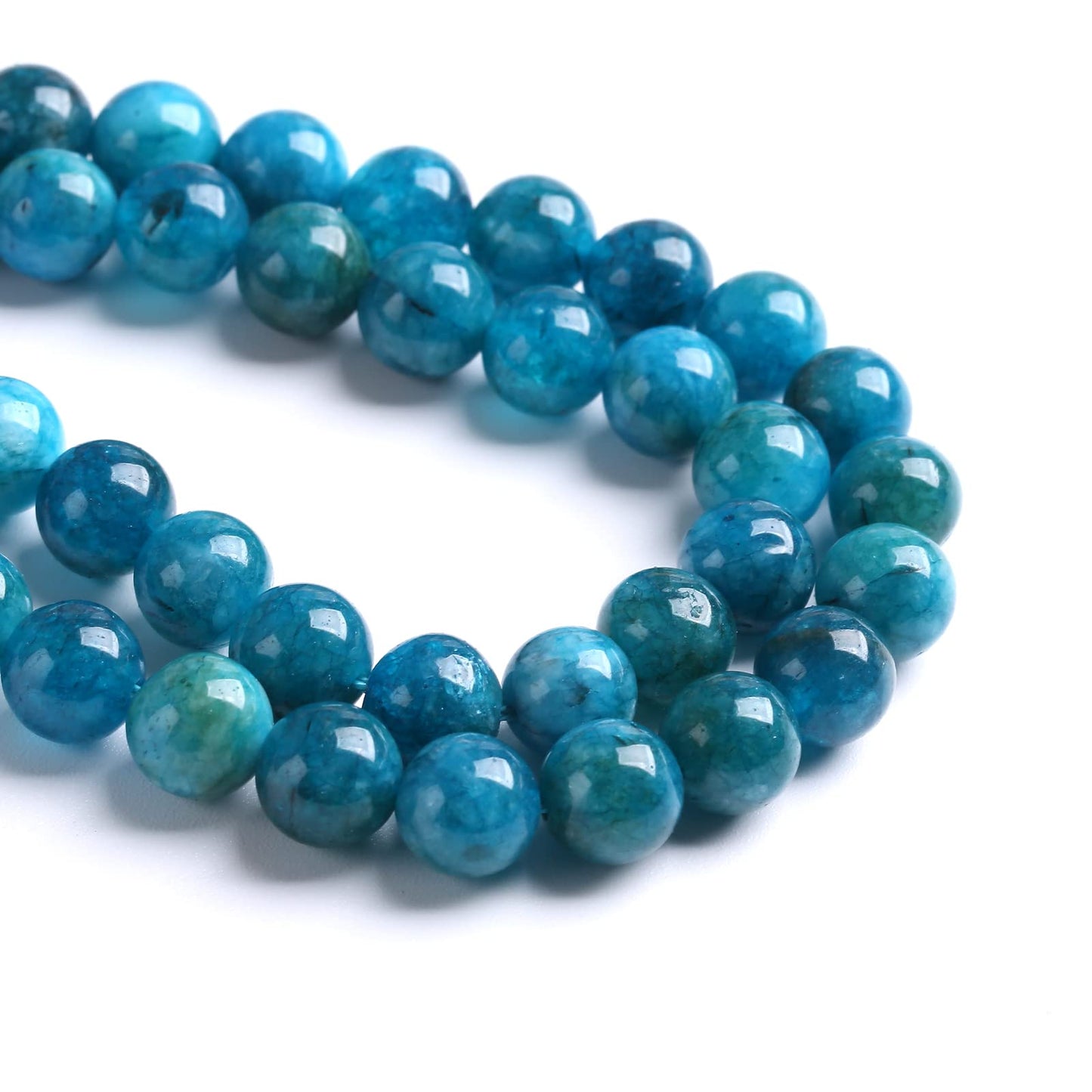75PCS 10MM Blue Apatite Spacer Loose Beads for Jewelry Making DIY Bracelet Necklace 2 Strands