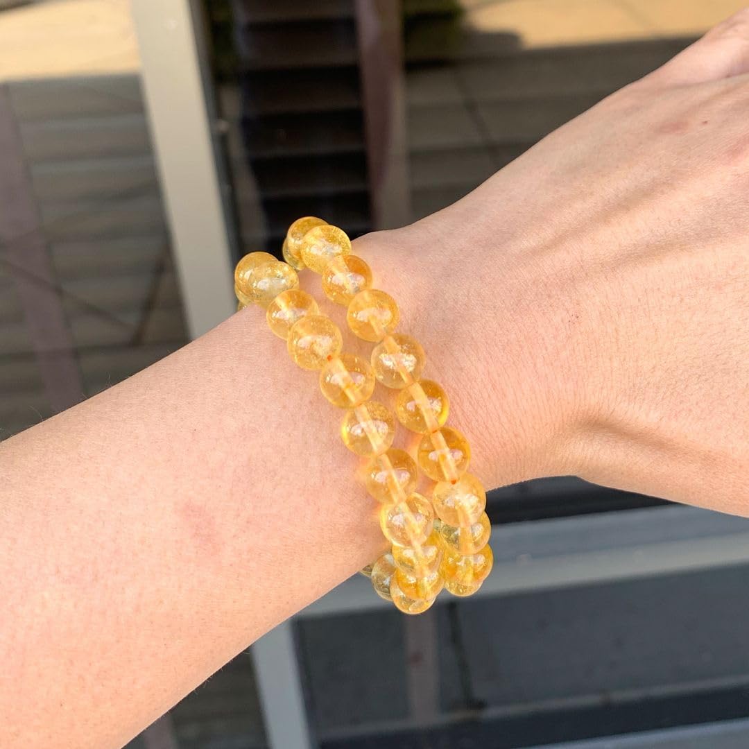 Adabele Real Natural Yellow Citrine Bracelet 8 inch Stretch Gemstone Beaded Bracelet Chakra Healing Crystal Stone Jewelry Women Mom Gift (Unisex) GB8-C27