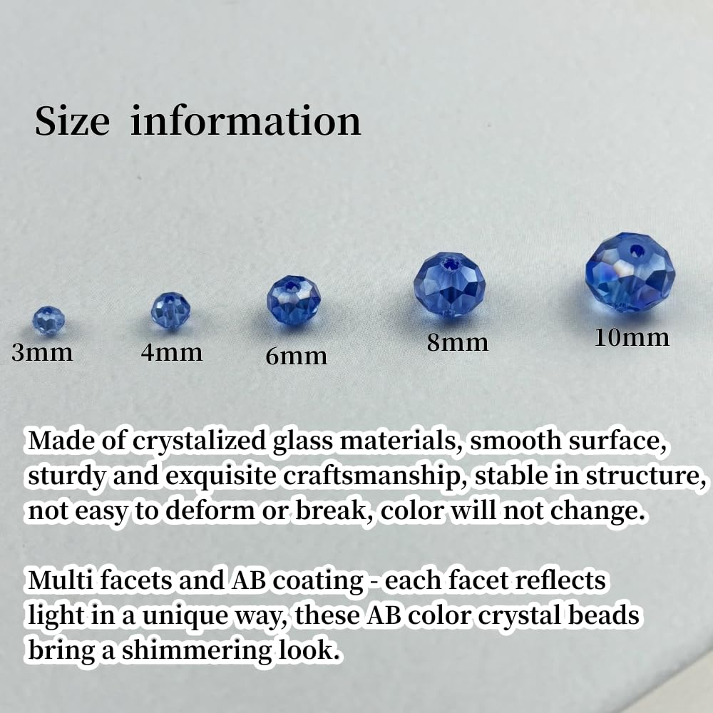 YHYPOCI 100pcs 8mm Crystal Glass Beads for Crafts Faceted Rondelle Glass Beads for Jewelry Making Crystal Spacer Beads for Necklaces Bracelets Earrings DIY Craft(Light Blue AB)