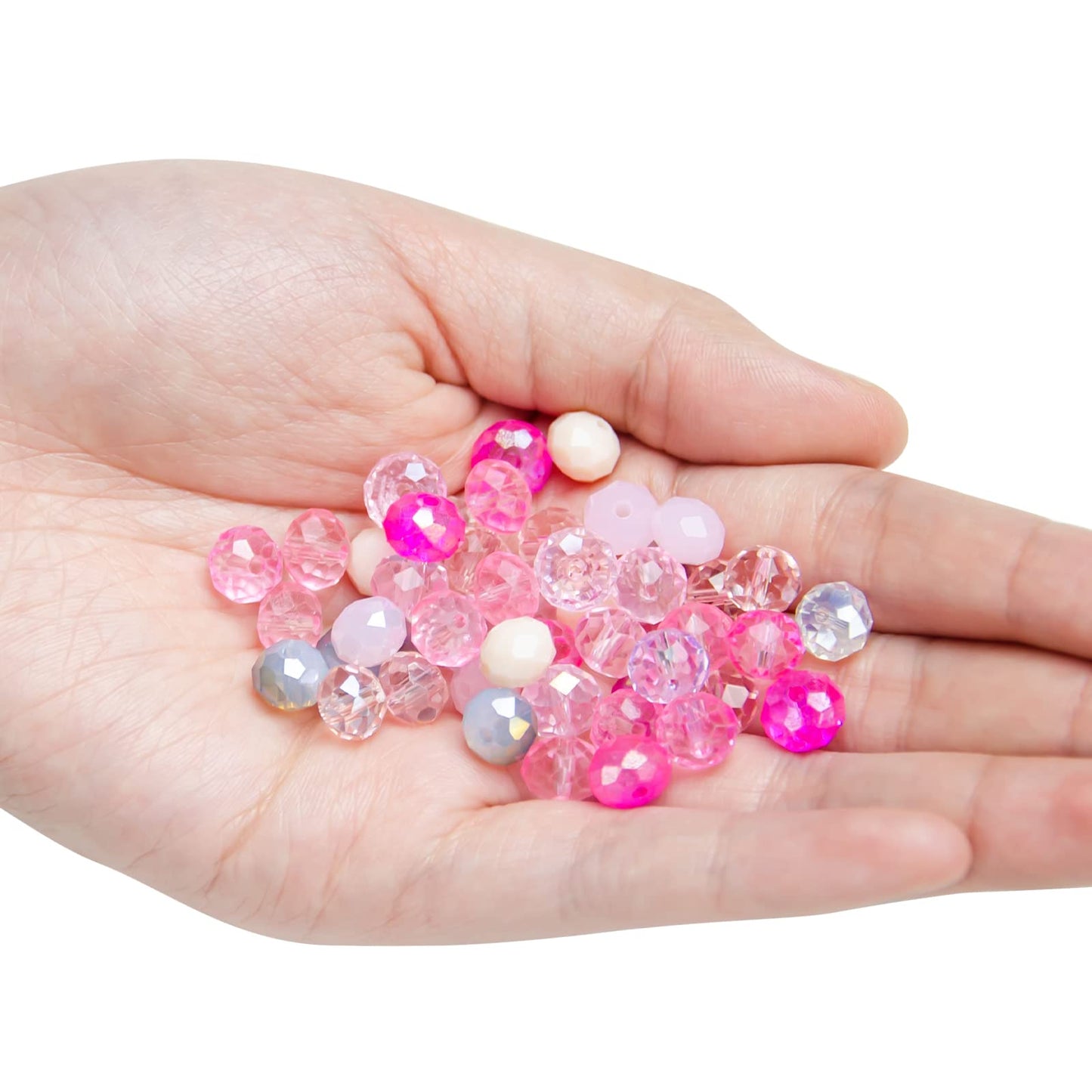 Niziky 500PCS Crystal Glass Beads for Jewelry Making, 4mm Pink Multicolor Faceted Rondelle Glass Beads with Hole, Briolette Spacer Bead for Jewelry Bracrlet Making Crafts Projects