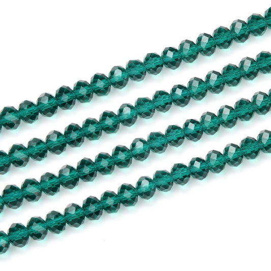 500pcs Czech Faceted Rondelle Crystal Glass Loose Beads 4mm Small Tiny Spacer Bulk Emerald Green for DIY Craft Jewelry Making CCR424