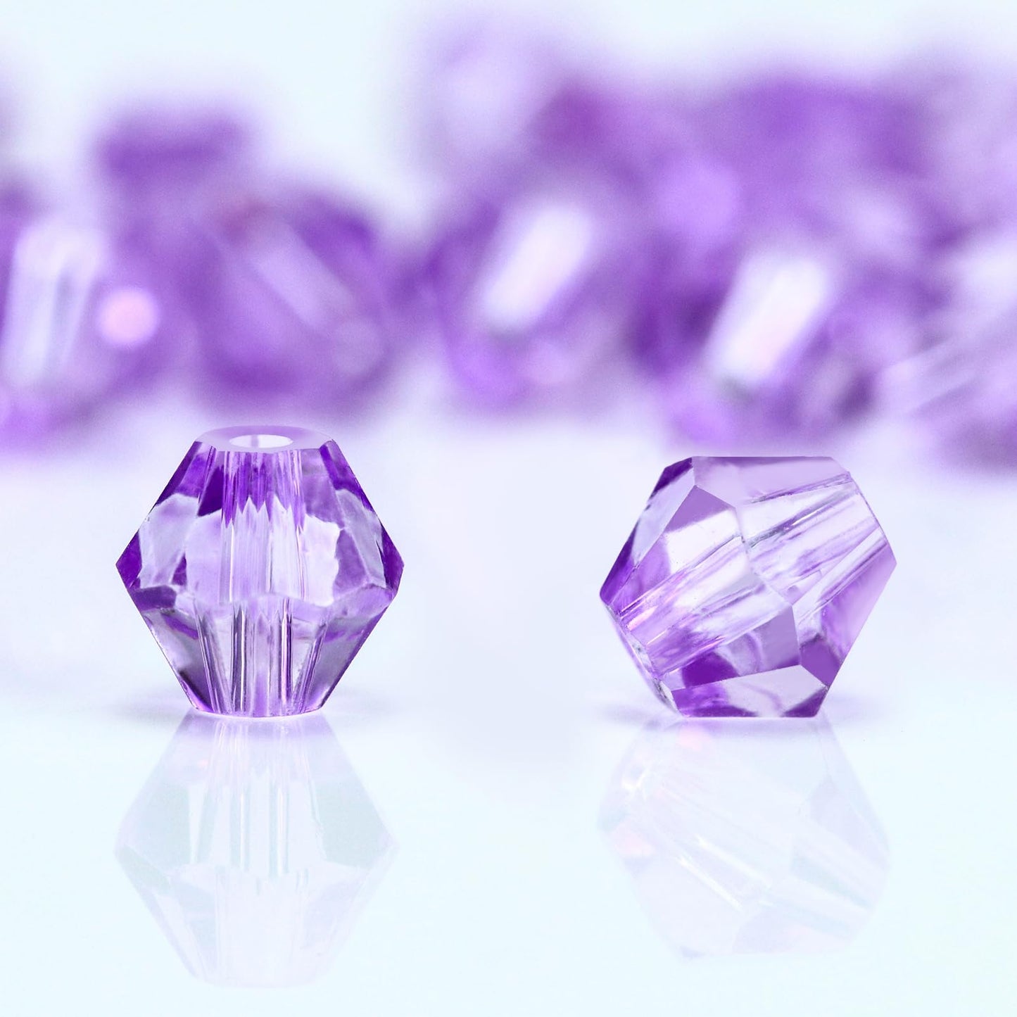 Dowarm 250PCS 6MM Faceted Bicone Crystal Beads for Crafts, Jewelry Making, DIY Bracelet, Necklace, Dolls, Wine Charms, Wind Chimes, Suncatchers, Loose Spacer Glass Beads, Crystal Purple