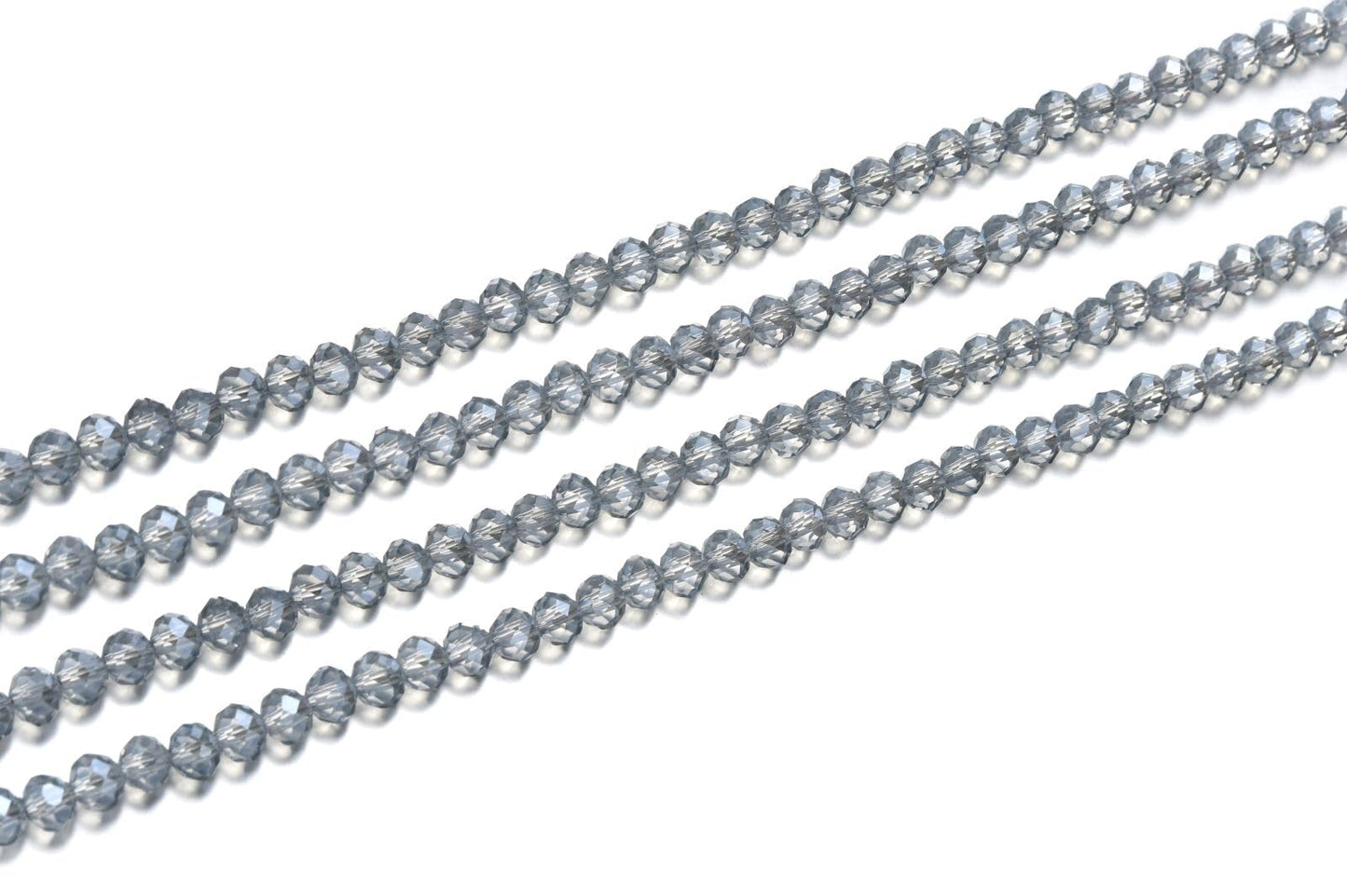 200pcs Czech Faceted Rondelle Crystal Glass Loose Beads 6mm Spacer Bulk Silver Blue Shimmer for DIY Craft Jewelry Making CCR639