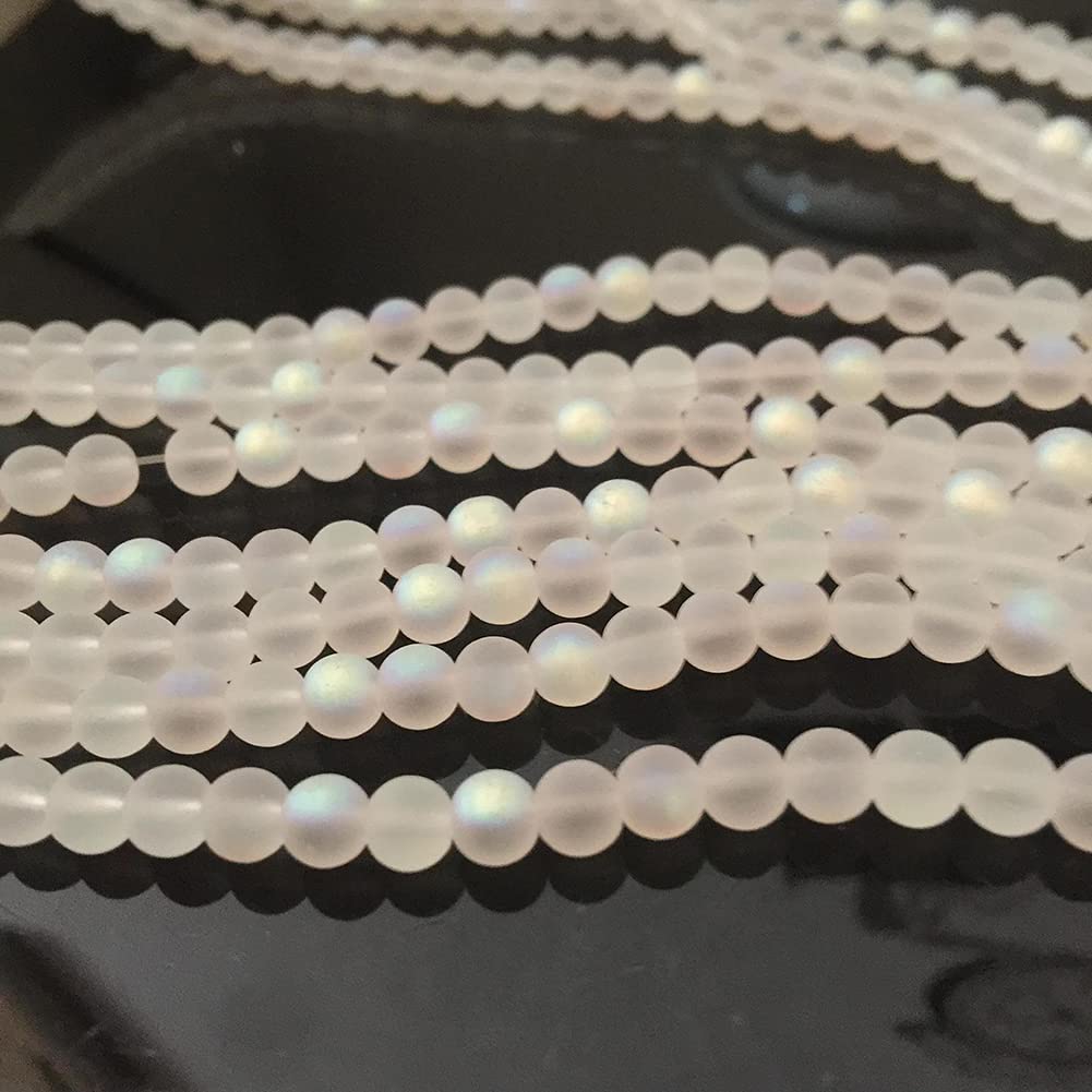 ccHuDE 200 Pcs Matte Crystal Glass Beads Mermaid Aurora Beads with Hole Jewelry Making Crafts DIY 10mm