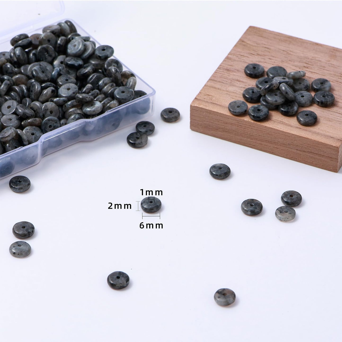 Natural Black Spectrolite Disk Stone Spacer Beads 6x2mm 38cm/str Flat Rondelle Loose Semi Gemstone Caps for Making Bracelets Necklace