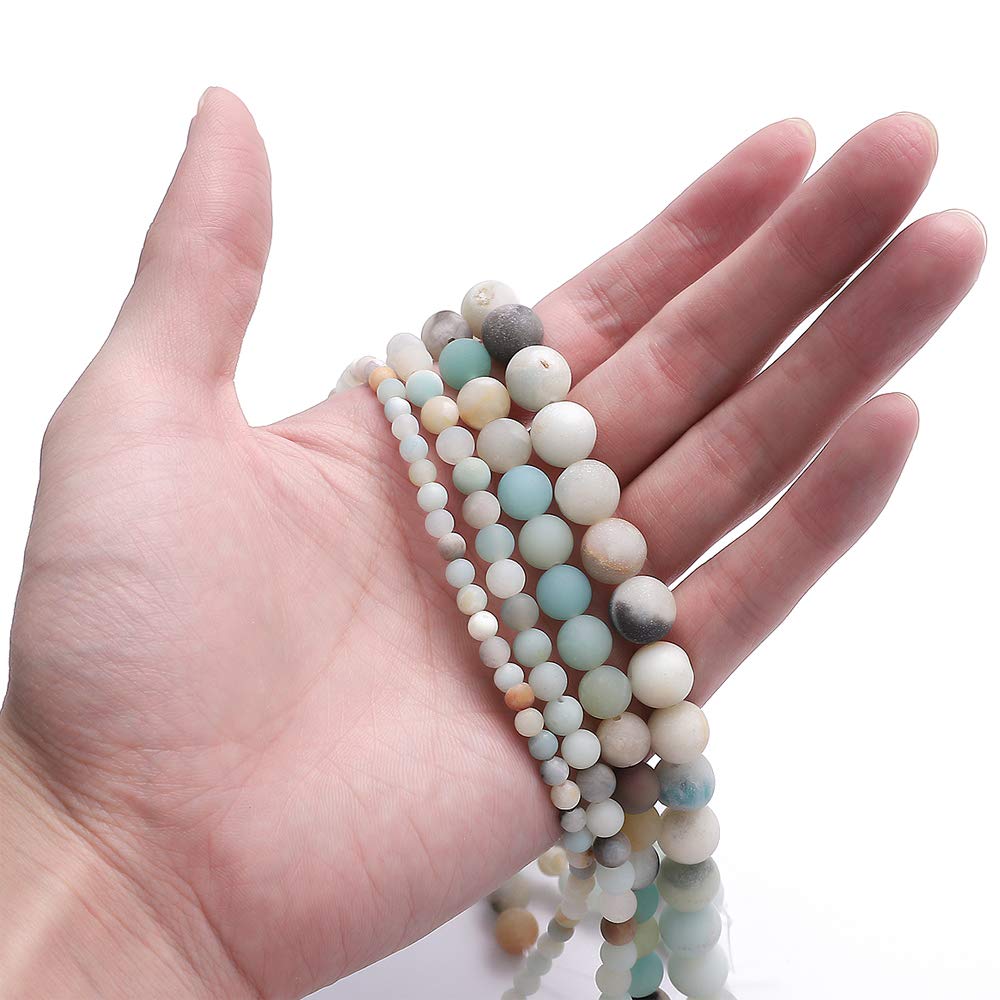 BEADIA Natural Matte Amazonite Jade Stone Round Loose Semi Gemstone Beads for Jewelry Making 6MM 61PCS
