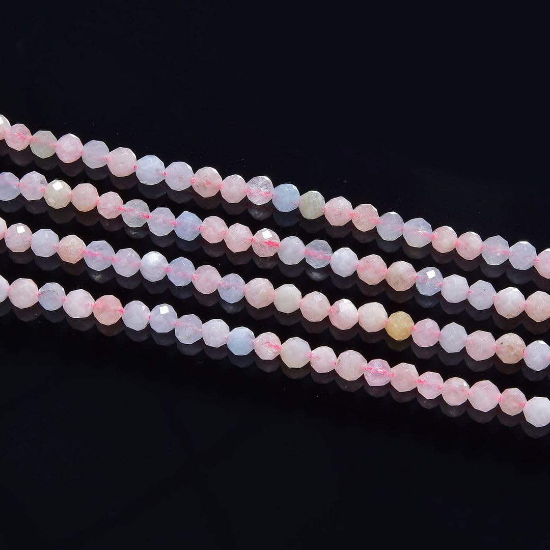 Adabele 30 Inch Natural Morganitge Beryl Healing Gemstone 3mm (0.12 Inch) Tiny Small Faceted Round Loose Beads Stone Spacer (280-300pcs Total) for Craft Jewelry Making GK3-10