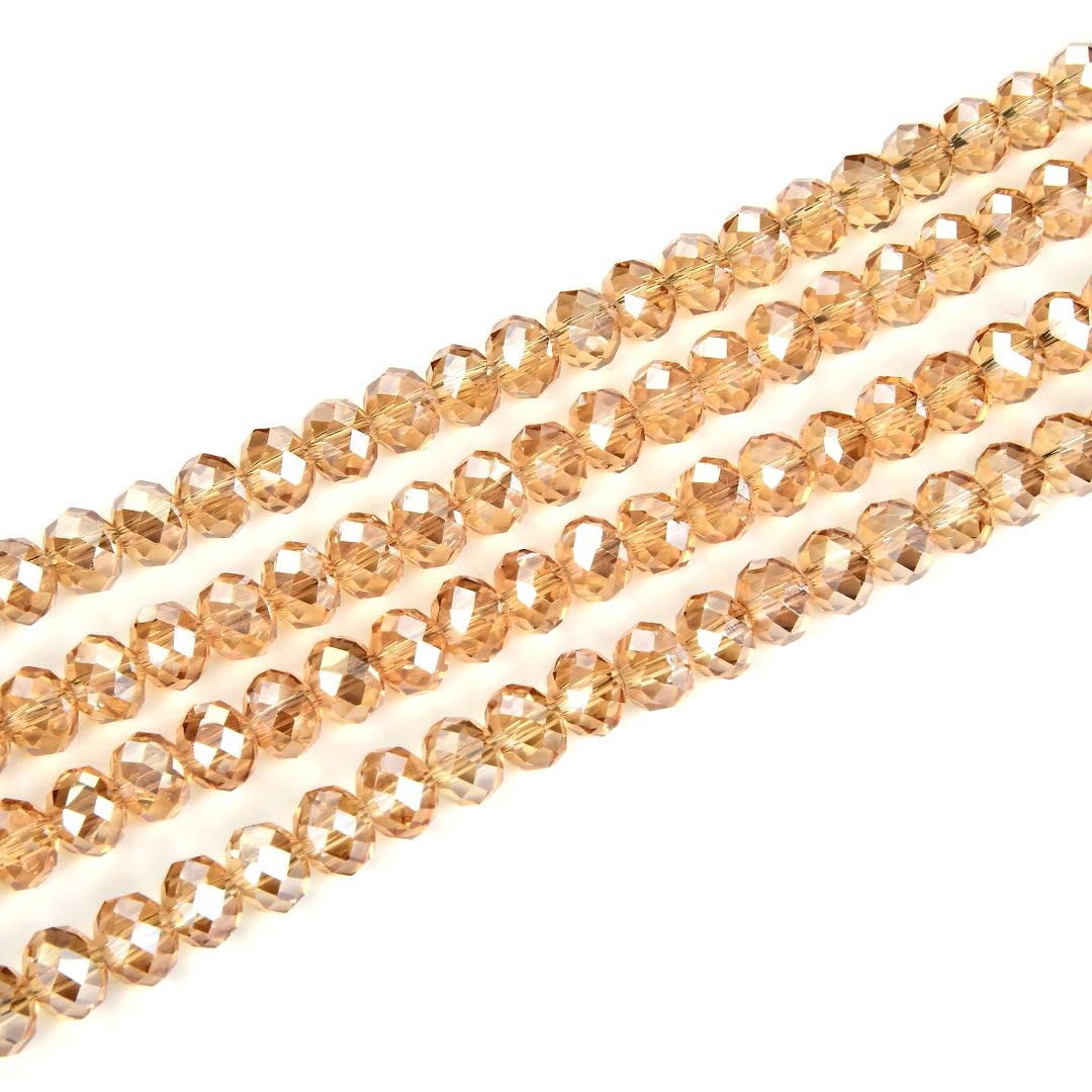 500pcs Czech Faceted Rondelle Crystal Glass Loose Beads 4mm Small Tiny Spacer Bulk Golden Shadow for DIY Craft Jewelry Making CCR428