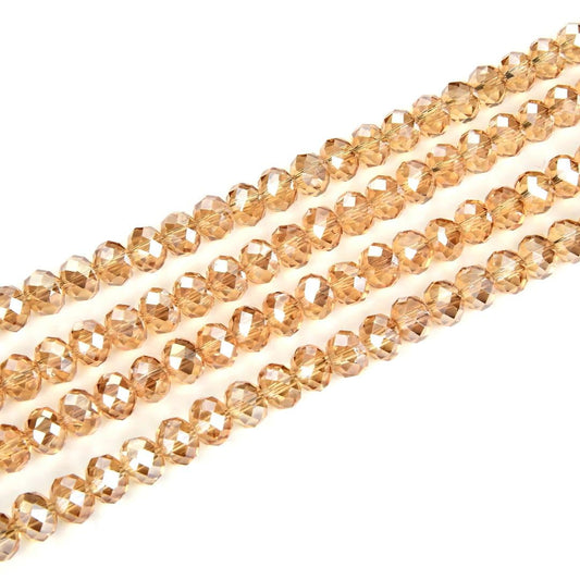 500pcs Czech Faceted Rondelle Crystal Glass Loose Beads 4mm Small Tiny Spacer Bulk Golden Shadow for DIY Craft Jewelry Making CCR428