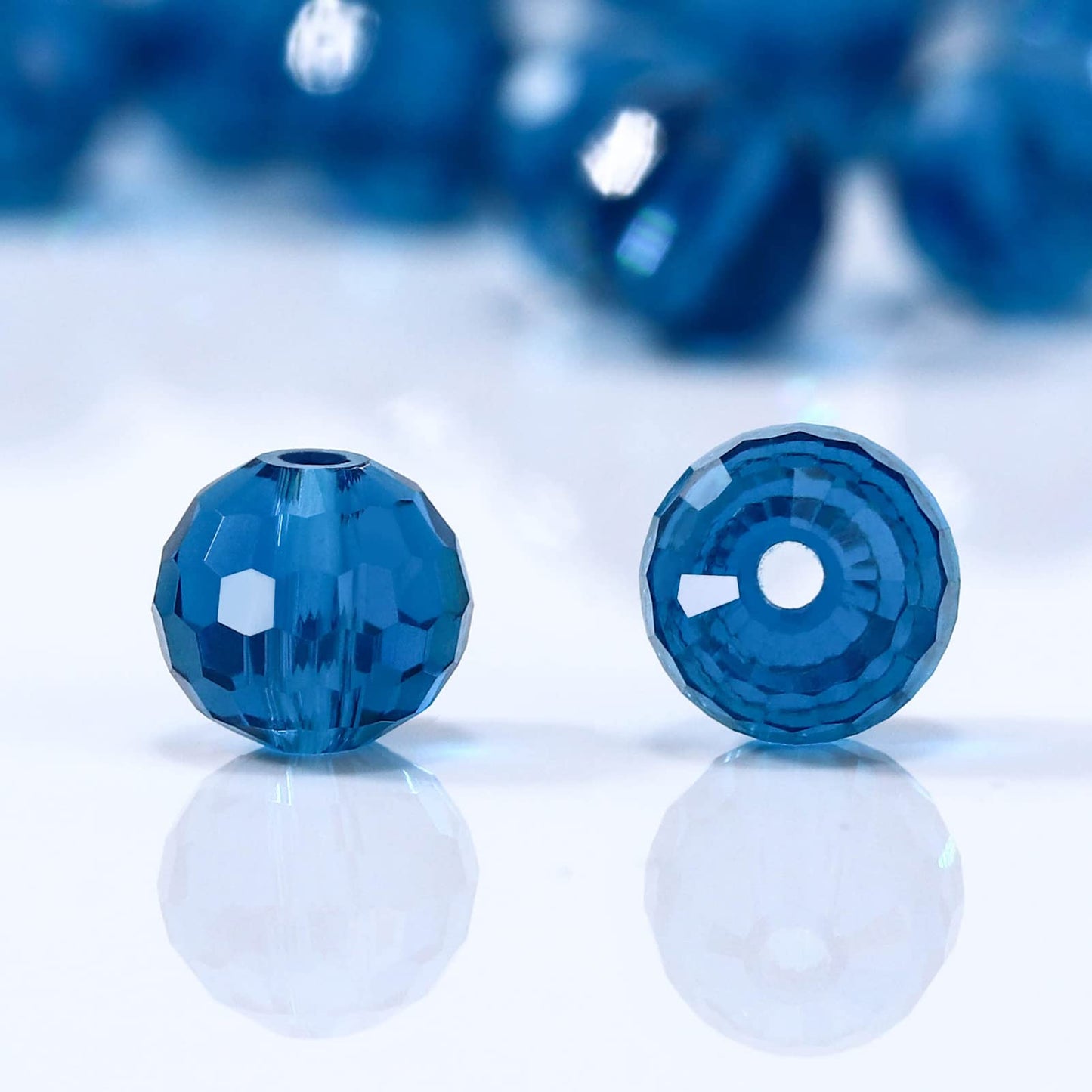 Dowarm 150PCS 6MM Round Crystal Glass Beads for Jewelry Making, Faceted Crystal Beads for Crafts Bracelet Wind Chimes Suncatcher, #5003 Crystal Rondelle Spacer Beads, Loose Gemstones, Malachite Blue