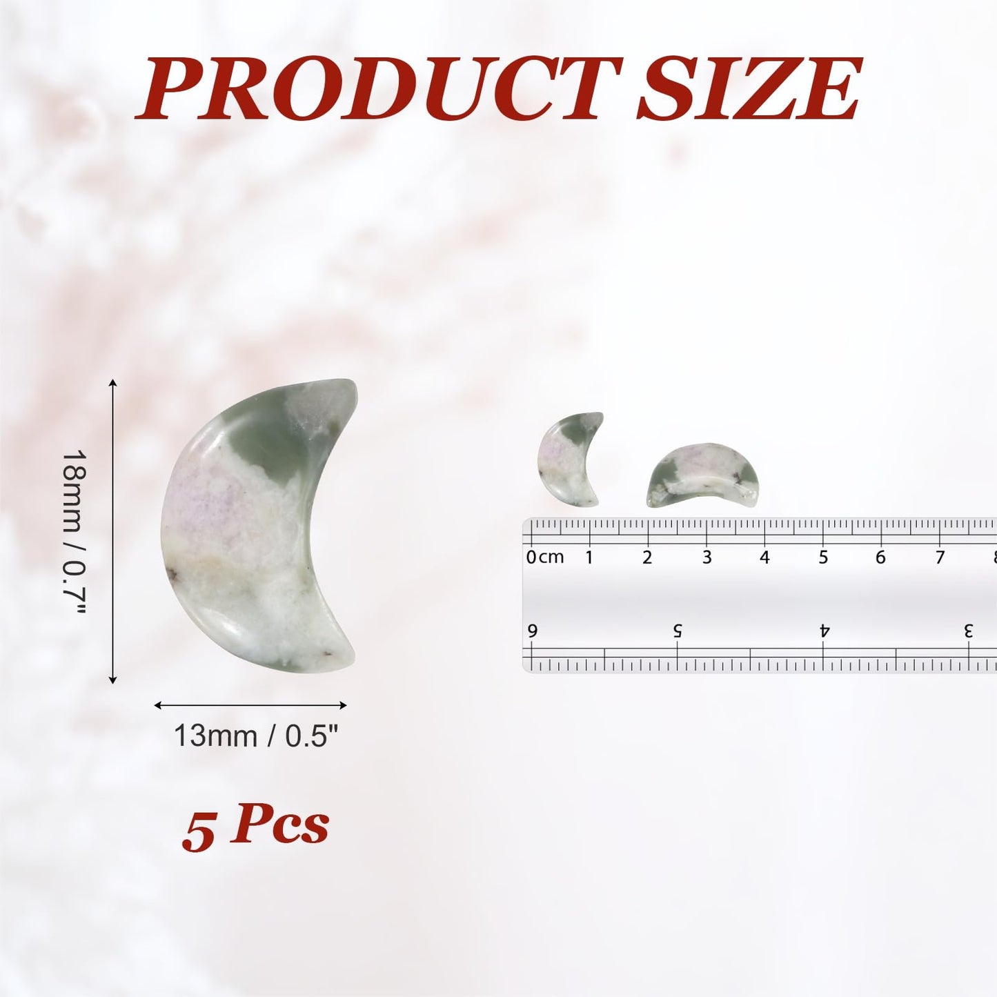 MECCANIXITY 5 Pcs Moon Crystal Worry Stone, 0.5 Inch Length Natural Lucky Jade Moon Gemstone Bulk, Carved Pocket Stones for Meditation Balancing Pendant Decor
