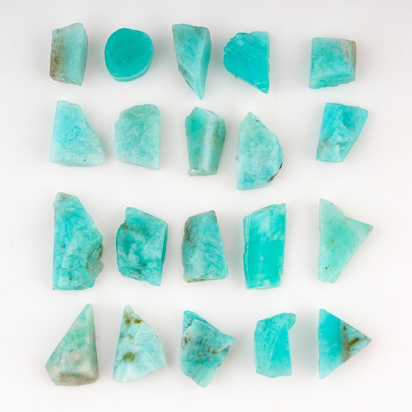 ColouredRocks 100 carats Green Amazonite Crystals, Raw Stones, Rough Gemstones, Jewelry Making Supply, Cabbing, Polishing, Cutting, DIY, Crafts (20pcs) (8-12mm)